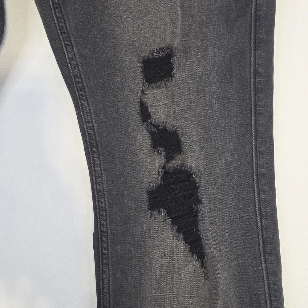 Hollister Skinny Jeans Mens 30x30 Black Distressed Faded Stretch Denim